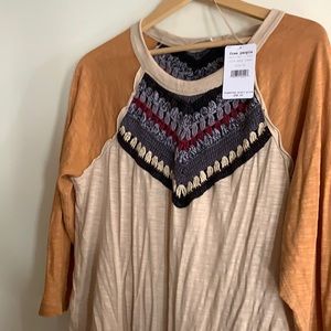Free people crochet calm sand combo T